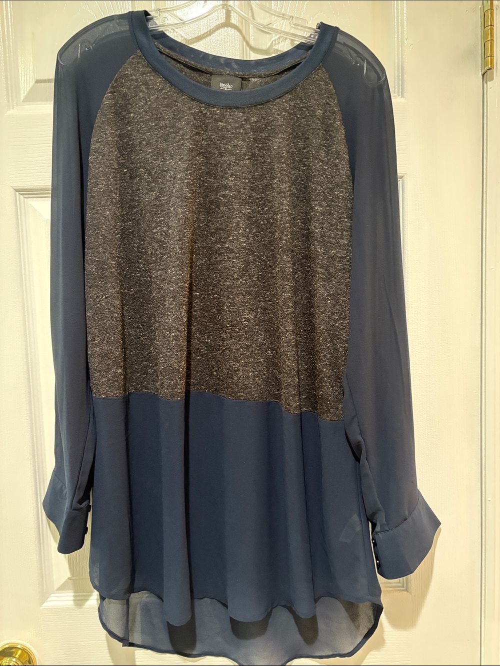 Massimo Navy and Charcoal Two-Tone Long-Sleeve Tunic
